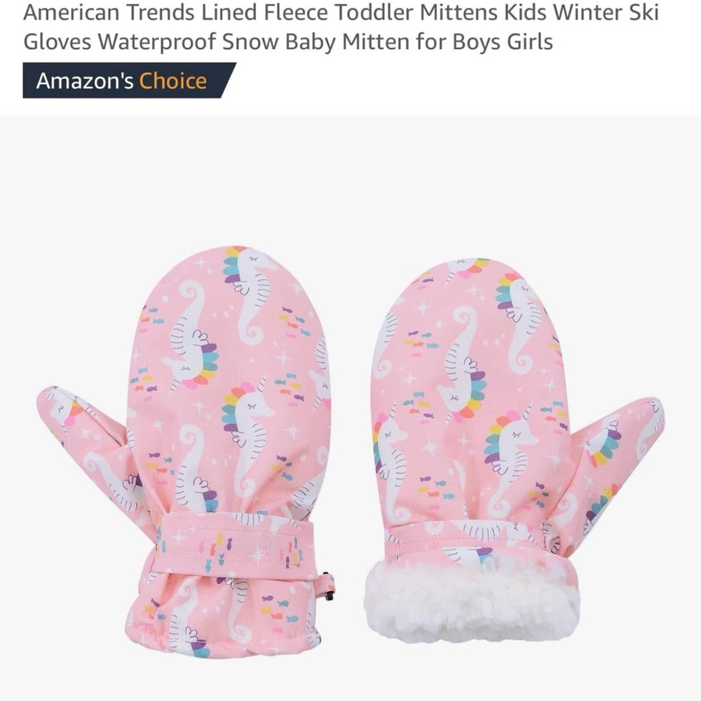 American Threads Seahorse Print Pink Mittens New